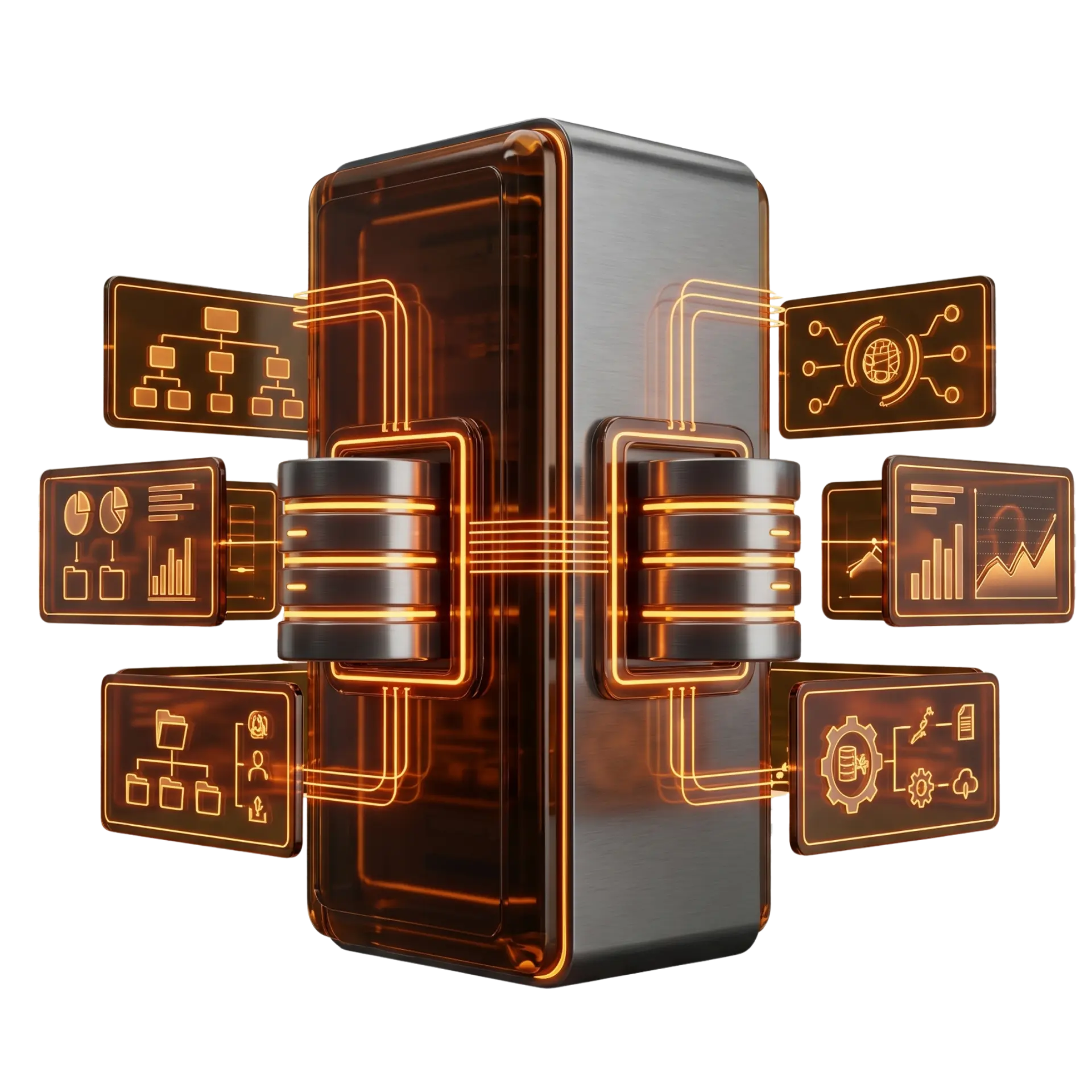 3D ERP Systeme Server und Automatisierung Illustration von IT-Kayali